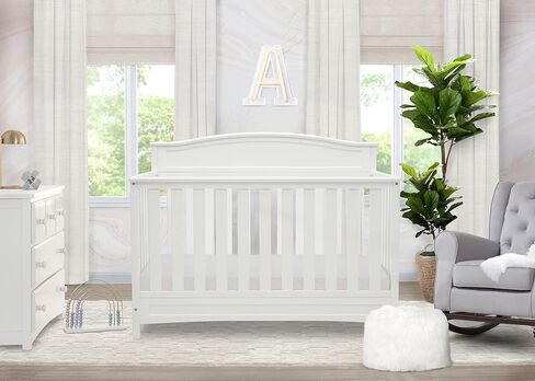 Delta Children Emery 4-in-1 Convertible Baby Crib - Greenguard Gold Certified, Grey & Infant Changing Table with Pad, Grey in Saudi Arabia