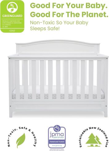 Delta Children Emery 4-in-1 Convertible Baby Crib - Greenguard Gold Certified, Grey & Infant Changing Table with Pad, Grey in Saudi Arabia
