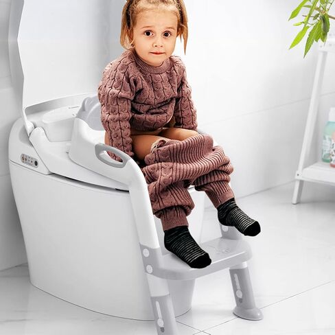مقعد تدريب على المرحاض من فيكتوستار مع سلم مقعد، مرحاض تدريب قابل للطي للأطفال الأولاد والبنات والأطفال الصغار - وسادة مريحة ومقبض آمن وسادات مضادة للانزلاق in Kuwait