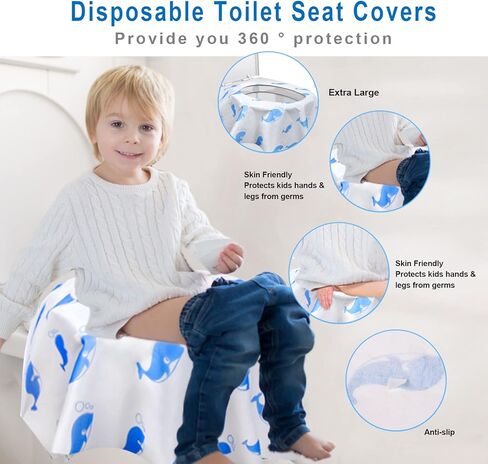 Toilet Seat Covers Disposable, 41 Pack Extra Large Disposable Toilet Seat Cover for Kids Adults, Individually Wrapped Travel Essentials for Kids Potty Training, Public Restroom, Plane, Trip, Orange in Kuwait
