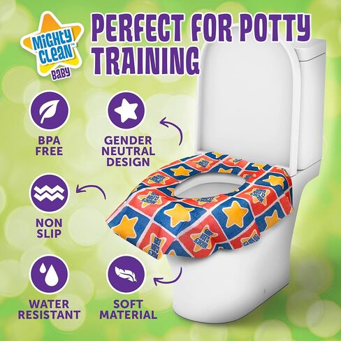 XL Toilet Seat Covers Disposable - 20 Pack Individually Wrapped, Large Waterproof Covers by Mighty Clean Baby for Adults, Toddlers, and Kids to Use in Public Bathrooms and Potty Training in Saudi Arabia