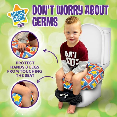 XL Toilet Seat Covers Disposable - 20 Pack Individually Wrapped, Large Waterproof Covers by Mighty Clean Baby for Adults, Toddlers, and Kids to Use in Public Bathrooms and Potty Training in Saudi Arabia