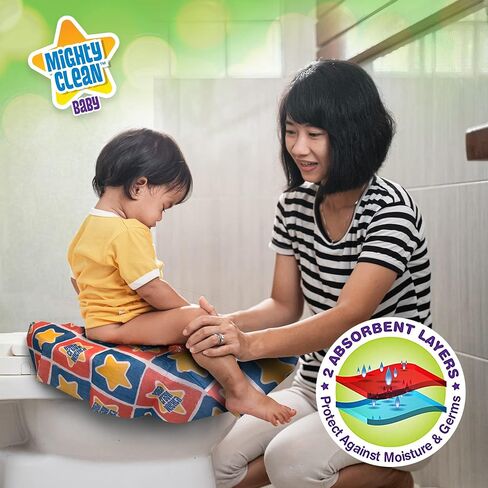 XL Toilet Seat Covers Disposable - 20 Pack Individually Wrapped, Large Waterproof Covers by Mighty Clean Baby for Adults, Toddlers, and Kids to Use in Public Bathrooms and Potty Training in Saudi Arabia