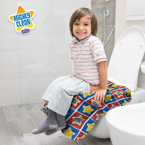 XL Toilet Seat Covers Disposable - 20 Pack Individually Wrapped, Large Waterproof Covers by Mighty Clean Baby for Adults, Toddlers, and Kids to Use in Public Bathrooms and Potty Training in Saudi Arabia