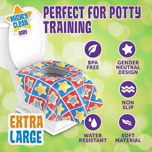 XL Toilet Seat Covers Disposable - 20 Pack Individually Wrapped, Large Waterproof Covers by Mighty Clean Baby for Adults, Toddlers, and Kids to Use in Public Bathrooms and Potty Training in Saudi Arabia