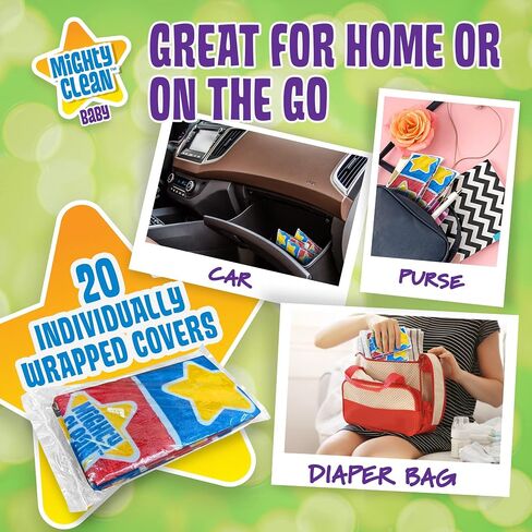 XL Toilet Seat Covers Disposable - 20 Pack Individually Wrapped, Large Waterproof Covers by Mighty Clean Baby for Adults, Toddlers, and Kids to Use in Public Bathrooms and Potty Training in Saudi Arabia