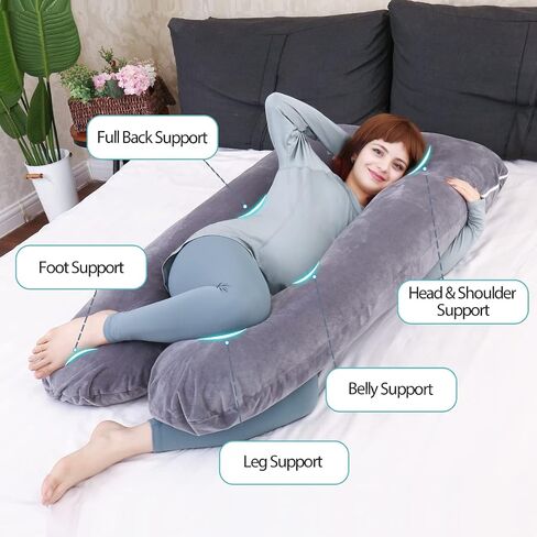 MOON PINE Pregnancy Pillow, U Shaped Full Body Pillow for Maternity Support, Sleeping Pillow with Cover for Pregnant Women (Dark Grey) in Saudi Arabia