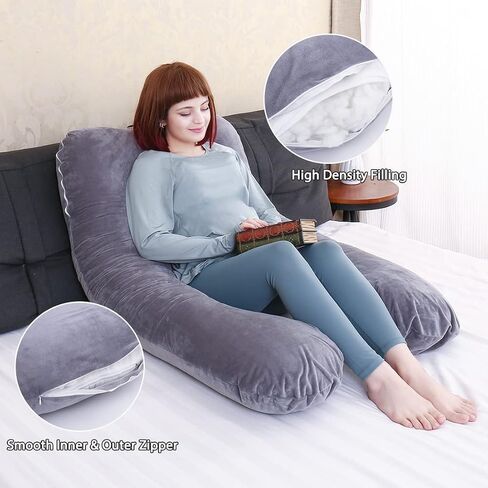 MOON PINE Pregnancy Pillow, U Shaped Full Body Pillow for Maternity Support, Sleeping Pillow with Cover for Pregnant Women (Dark Grey) in Saudi Arabia