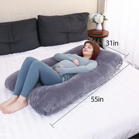 MOON PINE Pregnancy Pillow, U Shaped Full Body Pillow for Maternity Support, Sleeping Pillow with Cover for Pregnant Women (Dark Grey) in Saudi Arabia