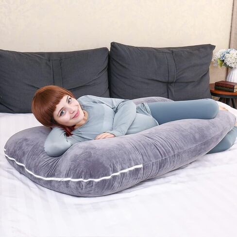 MOON PINE Pregnancy Pillow, U Shaped Full Body Pillow for Maternity Support, Sleeping Pillow with Cover for Pregnant Women (Dark Grey) in Saudi Arabia