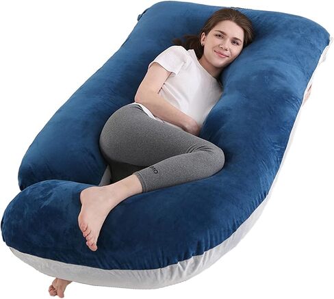 Jcickt Pregnancy Pillow for Sleeping,59 inch Maternity Pillow with Removable Washable Cover,J-Shaped Cooling Full Body Pregnant Pillow -Support for Backs,Legs, Belly, HIPS, Improve Sleep-Pink in Saudi Arabia