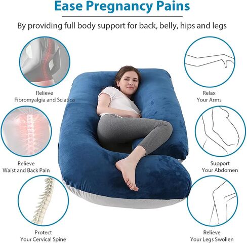 Jcickt Pregnancy Pillow for Sleeping,59 inch Maternity Pillow with Removable Washable Cover,J-Shaped Cooling Full Body Pregnant Pillow -Support for Backs,Legs, Belly, HIPS, Improve Sleep-Pink in Saudi Arabia