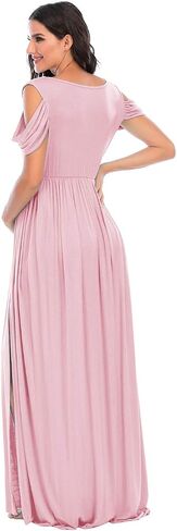 ZIUMUDY Maternity Off Shoulder V Neck Wraped Photography Photoshoot Dress Maxi Baby Shower Dress in Saudi Arabia