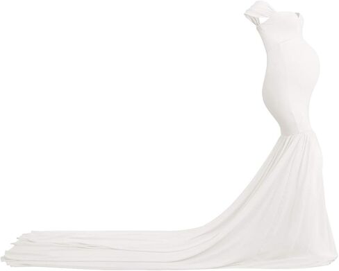 Women Maternity Dress for Photography Mermaid Off Shoulder Slim Fitted Chiffon Gown Flowy Baby Shower Maxi Photo Props Dress in Saudi Arabia