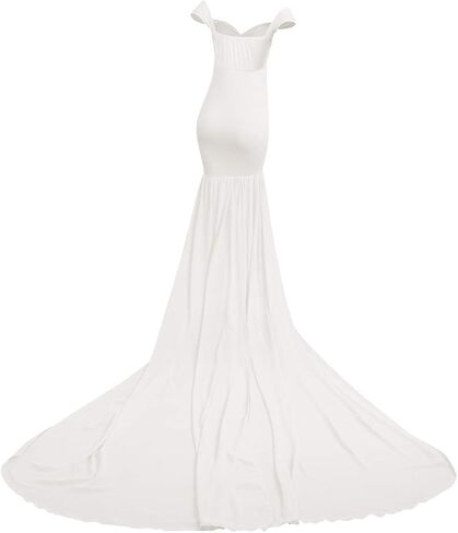 Women Maternity Dress for Photography Mermaid Off Shoulder Slim Fitted Chiffon Gown Flowy Baby Shower Maxi Photo Props Dress in Saudi Arabia