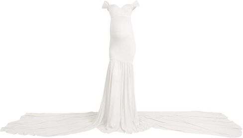 Women Maternity Dress for Photography Mermaid Off Shoulder Slim Fitted Chiffon Gown Flowy Baby Shower Maxi Photo Props Dress in Saudi Arabia