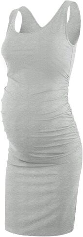 Liu & Qu Women's Maternity Sleeveless Tank Dresses Side Ruching Bodycon Dress for Daily Wearing or Baby Shower in Saudi Arabia