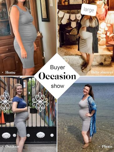 Liu & Qu Women's Maternity Sleeveless Tank Dresses Side Ruching Bodycon Dress for Daily Wearing or Baby Shower in Saudi Arabia