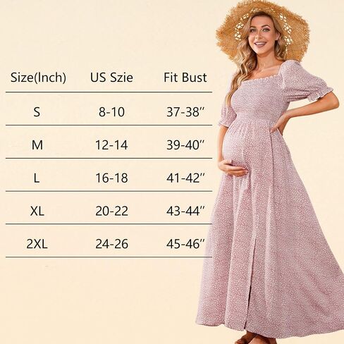 guruixu Floral Maxi Maternity Dress for Photoshoot and Baby Showe | Smocked Bodice, On or Off-Shoulder, Puff Sleeves, A-Line Flowy Sundress, Wedding Guest Vacation Beach Pregnancy Dress in Saudi Arabia
