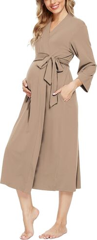 Xpenyo Women's Maternity Sleepwear,Labor/Delivery/Nursing/Hospital Nightgown Kimono Robes Long Pregnancy Loungewear in Saudi Arabia