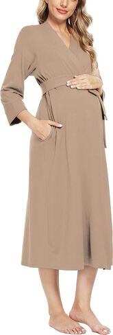 Xpenyo Women's Maternity Sleepwear,Labor/Delivery/Nursing/Hospital Nightgown Kimono Robes Long Pregnancy Loungewear in Saudi Arabia
