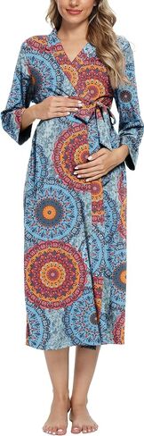 Xpenyo Women's Maternity Sleepwear,Labor/Delivery/Nursing/Hospital Nightgown Kimono Robes Long Pregnancy Loungewear in Saudi Arabia