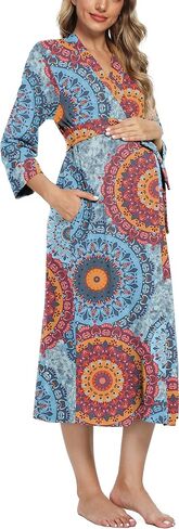 Xpenyo Women's Maternity Sleepwear,Labor/Delivery/Nursing/Hospital Nightgown Kimono Robes Long Pregnancy Loungewear in Saudi Arabia