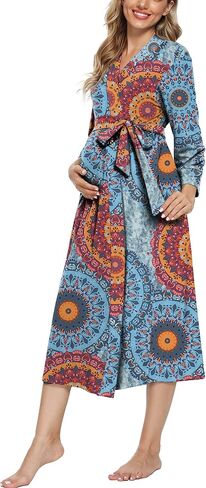 Xpenyo Women's Maternity Sleepwear,Labor/Delivery/Nursing/Hospital Nightgown Kimono Robes Long Pregnancy Loungewear in Saudi Arabia