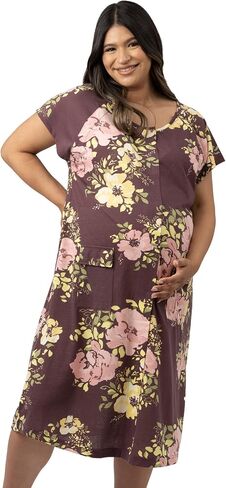 Kindred Bravely Universal Labor and Delivery Gown for Birthing and Nursing | Soft maternity hospital gown with velcro for monitoring, epidural, skin-to-skin contact, breastfeeding nightgown with pockets in Saudi Arabia