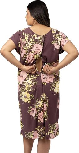 Kindred Bravely Universal Labor and Delivery Gown for Birthing and Nursing | Soft maternity hospital gown with velcro for monitoring, epidural, skin-to-skin contact, breastfeeding nightgown with pockets in Saudi Arabia
