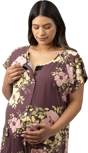 Kindred Bravely Universal Labor and Delivery Gown for Birthing and Nursing | Soft maternity hospital gown with velcro for monitoring, epidural, skin-to-skin contact, breastfeeding nightgown with pockets in Saudi Arabia