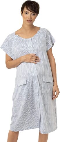 Kindred Bravely Universal Labor and Delivery Gown for Birthing and Nursing | Soft maternity hospital gown with velcro for monitoring, epidural, skin-to-skin contact, breastfeeding nightgown with pockets in Saudi Arabia