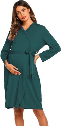 Ekouaer Maternity Robe Labor Delivery Nursing Gown Hospital Breastfeeding Dress Bathrobes in Kuwait