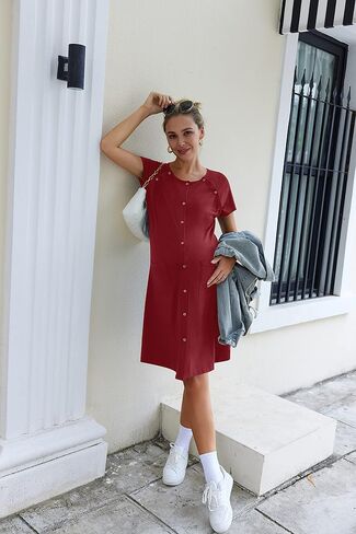 Ekouaer 3 in 1 Labor/Delivery/Hospital Gown Nursing Dress Maternity Nightgown Sleepwear for Breastfeeding with Button S-XXL in Kuwait