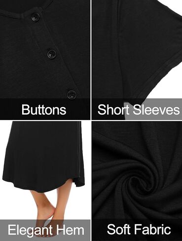 Ekouaer Maternity Nursing Nightgown Womens Short Sleeve V-Neck Breastfeeding Sleep Dress Long Gown for Pregnant in Saudi Arabia