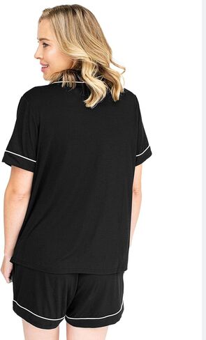 Kindred Bravely Clea Short Sleeve Pajama Set, Maternity & Nursing Sleepwear | Soft button-down breastfeeding sleepwear with pockets and elastic waist, breathable for pregnancy through hospital and beyond in Saudi Arabia