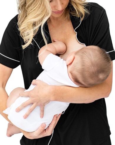 Kindred Bravely Clea Short Sleeve Pajama Set, Maternity & Nursing Sleepwear | Soft button-down breastfeeding sleepwear with pockets and elastic waist, breathable for pregnancy through hospital and beyond in Saudi Arabia