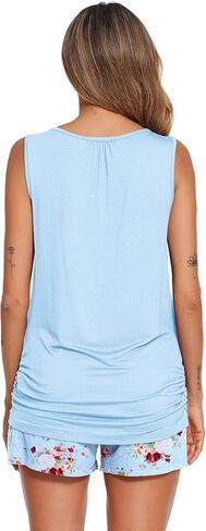 Ekouaer Women Maternity Nursing Pajama Set Breastfeeding Double Layer Pregnancy Pjs Set Sleeveless Top & Shorts with Pockets in Saudi Arabia