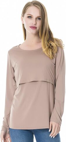 Smallshow Women's Nursing Tops Long Sleeve Shirts for Breastfeeding 3-Pack in Saudi Arabia