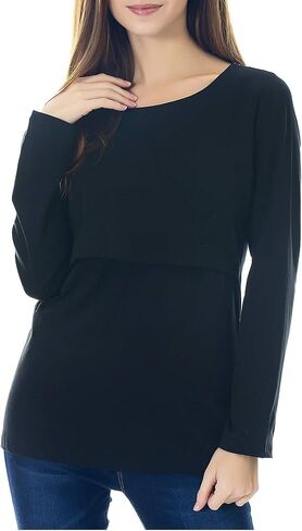 Smallshow Women's Nursing Tops Long Sleeve Shirts for Breastfeeding 3-Pack in Saudi Arabia
