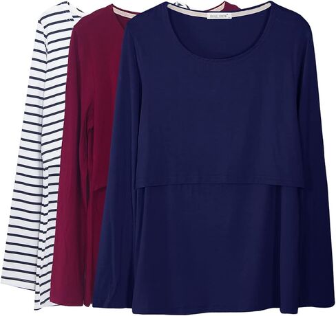 Smallshow Women's Nursing Tops Long Sleeve Shirts for Breastfeeding 3-Pack in Saudi Arabia