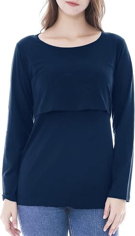 Smallshow Women's Nursing Tops Long Sleeve Shirts for Breastfeeding 3-Pack in Saudi Arabia