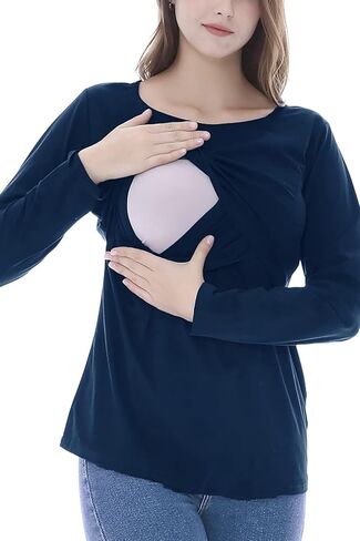 Smallshow Women's Nursing Tops Long Sleeve Shirts for Breastfeeding 3-Pack in Saudi Arabia