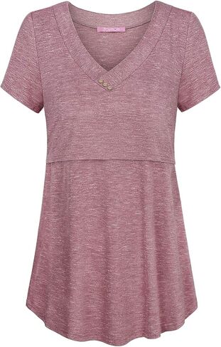 Joymom Womens V Neck Short Sleeve Nursing Tops Maternity Breastfeeding Shirts S-2XL in Saudi Arabia