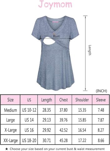 Joymom Womens V Neck Short Sleeve Nursing Tops Maternity Breastfeeding Shirts S-2XL in Saudi Arabia
