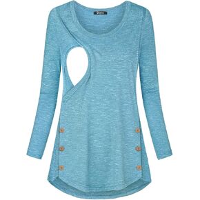 connche Women's Button Side Maternity Tunic Nursing Tops for Breastfeeding in Kuwait