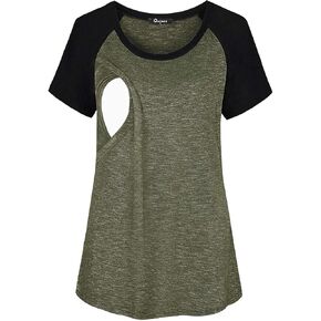 Quinee Womens Short Sleeve Maternity Nursing Tops Raglan Breastfeeding Shirts in Kuwait