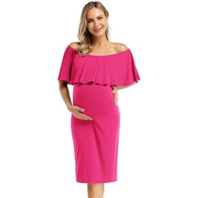 Coolmee Women's Maternity Dress Off Shoulder Casual Maxi Dress in Kuwait