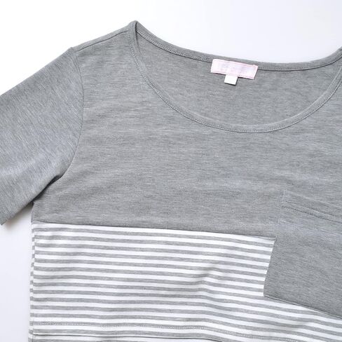 Bhome Nursing Tshirt Color Block Maternity Top Sleeve Top للرضاعة الطبيعية قميص الحمل مع جيب in Kuwait