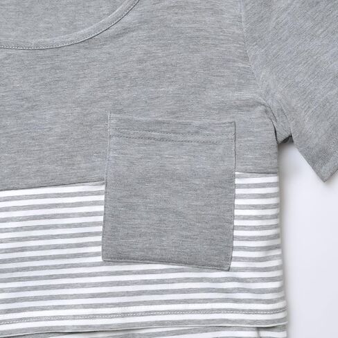 Bhome Nursing Tshirt Color Block Maternity Top Sleeve Top للرضاعة الطبيعية قميص الحمل مع جيب in Kuwait